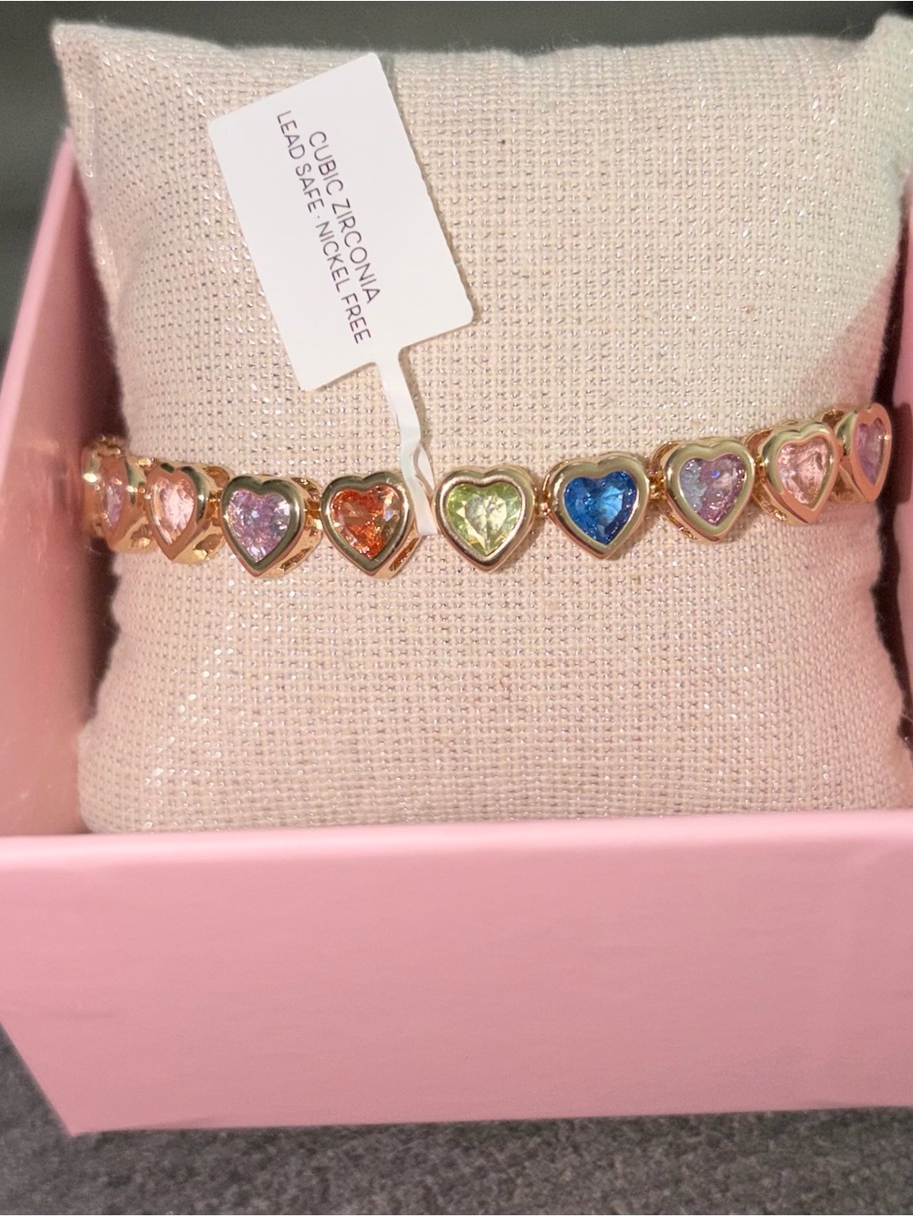 Piper K Gold-Tone Multicolor Heart Bracelet with CZ Stones